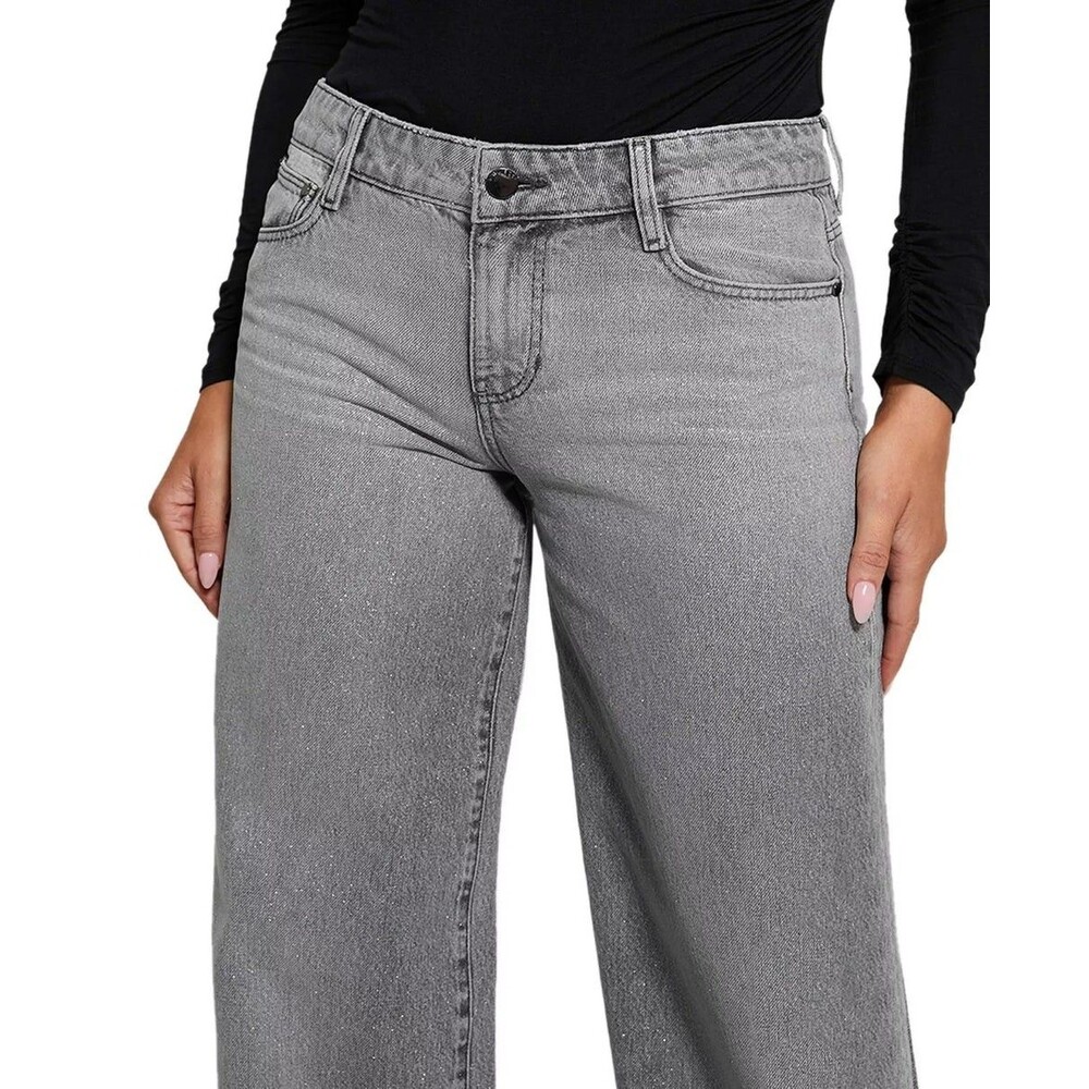 Guess Women's Mid-Rise Sexy Palazzo Shimmer Gray Jeans 25W x 30L - NEW - Picture 4 of 12
